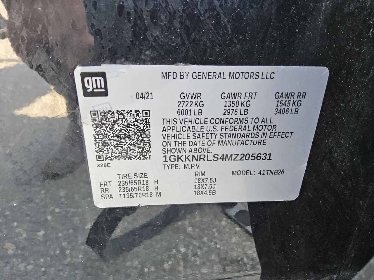 2021 GMC Acadia Sle VIN: 1GKKNRLS4MZ205631 Lot: 80070555