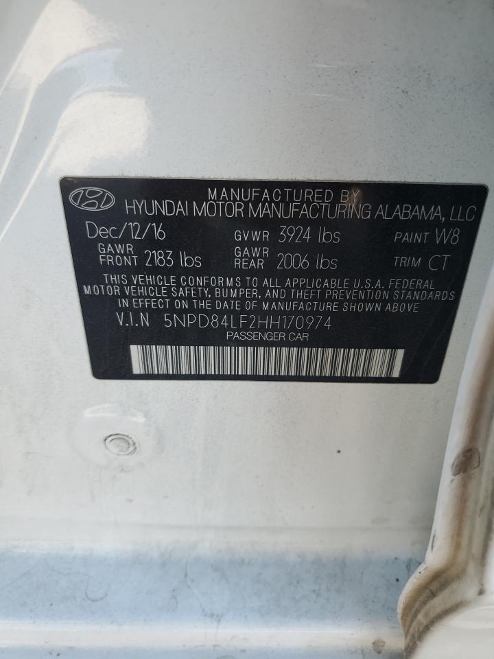 2017 Hyundai Elantra Se VIN: 5NPD84LF2HH170974 Lot: 80583085