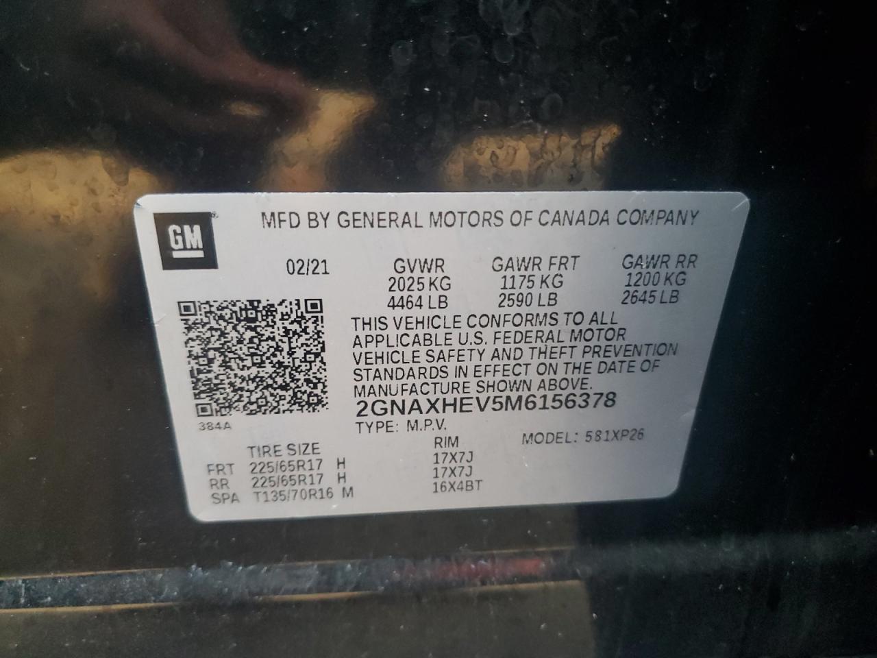 2021 Chevrolet Equinox Ls VIN: 2GNAXHEV5M6156378 Lot: 82139005