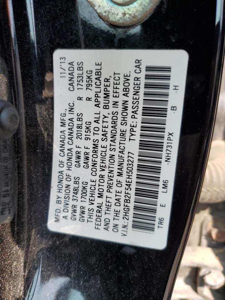 2014 Honda Civic Lx VIN: 2HGFB2F54EH503277 Lot: 70814035