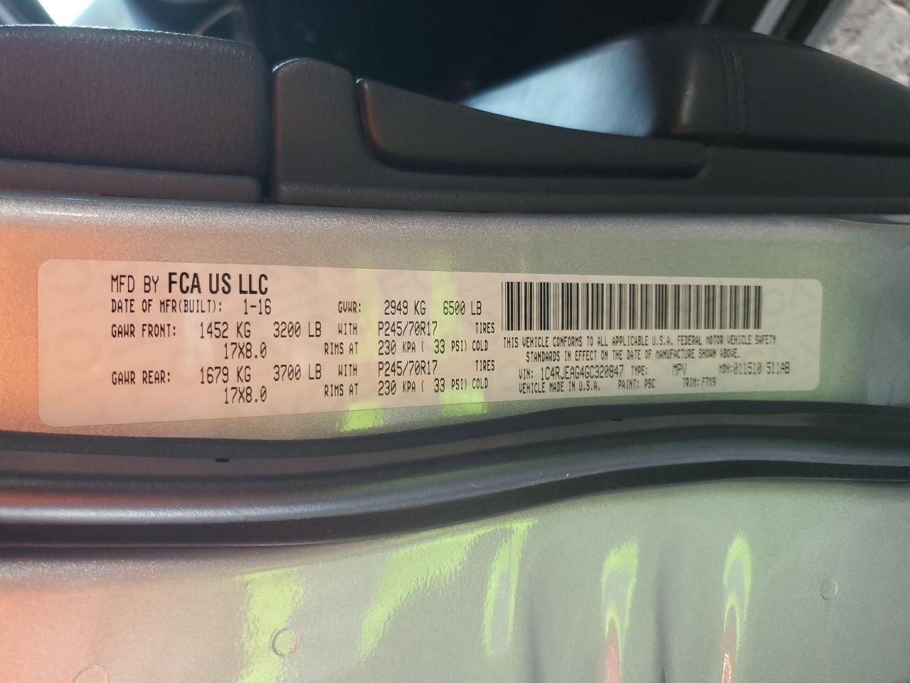 2016 Jeep Grand Cherokee Laredo VIN: 1C4RJEAG4GC320847 Lot: 84811485