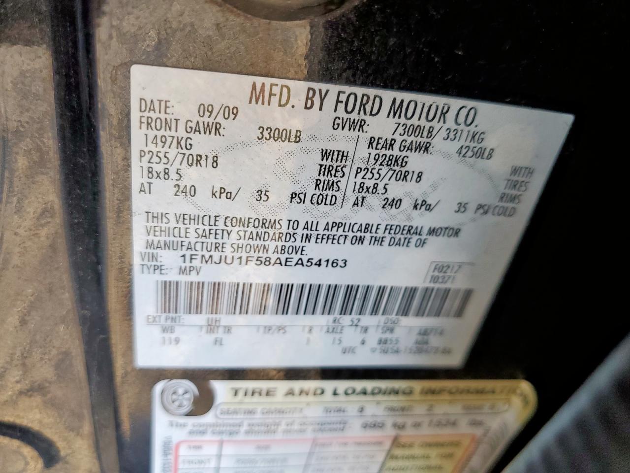 2010 Ford Expedition Xlt VIN: 1FMJU1F58AEA54163 Lot: 71563735