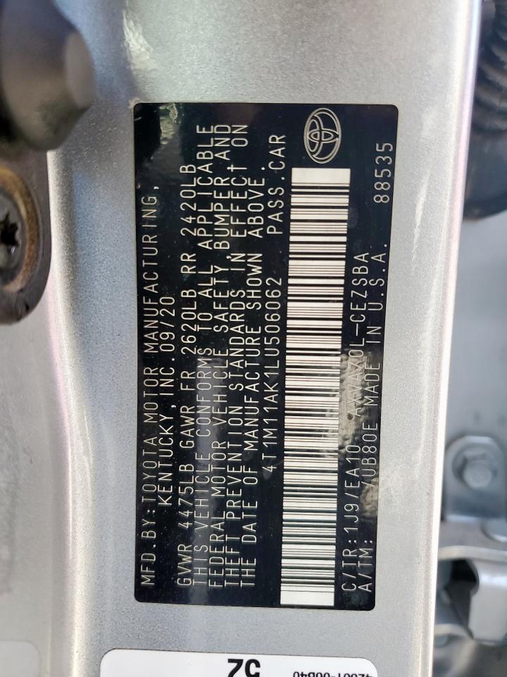 2020 Toyota Camry Se VIN: 4T1M11AK1LU506062 Lot: 81434675