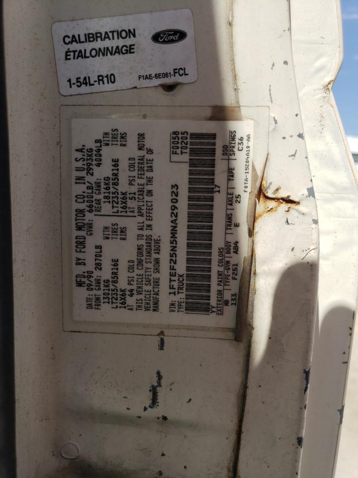 1991 Ford F250 VIN: 1FTEF25N5MNA29023 Lot: 71132695