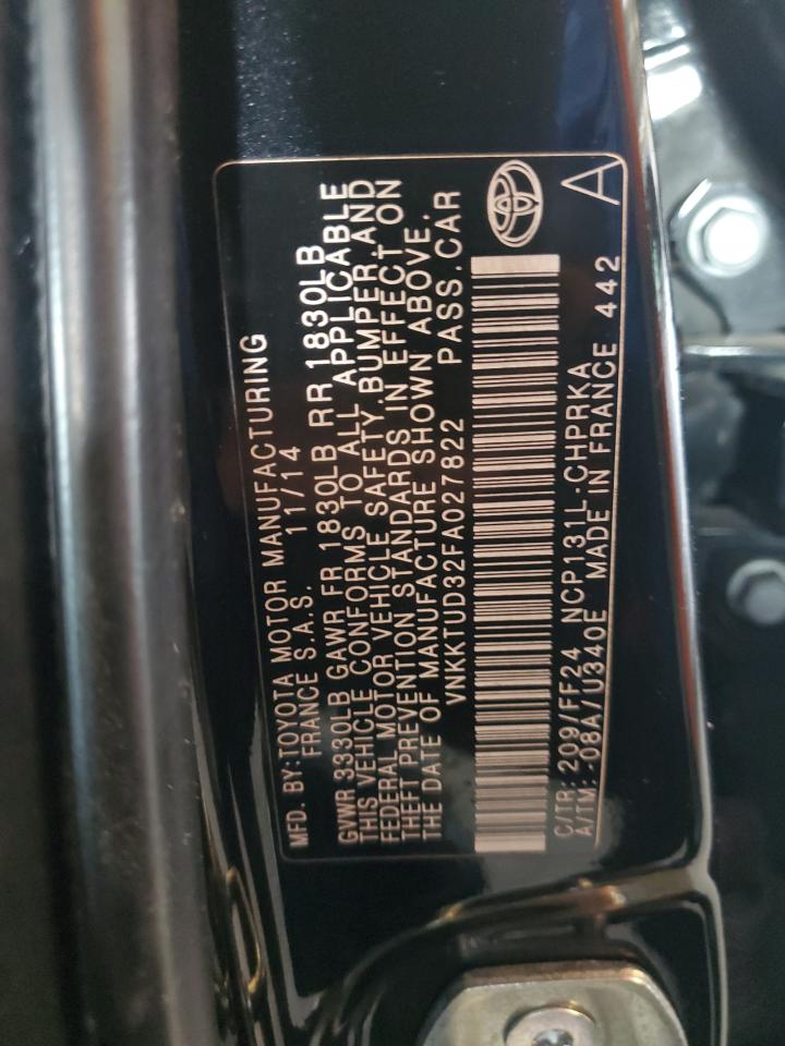 2015 Toyota Yaris VIN: VNKKTUD32FA027822 Lot: 80125945