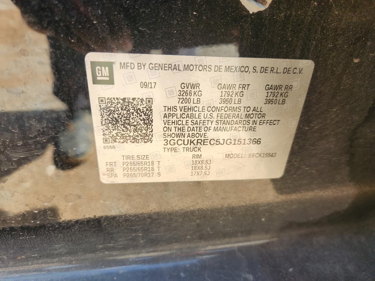 2018 Chevrolet Silverado K1500 Lt VIN: 3GCUKREC5JG151366 Lot: 81404565