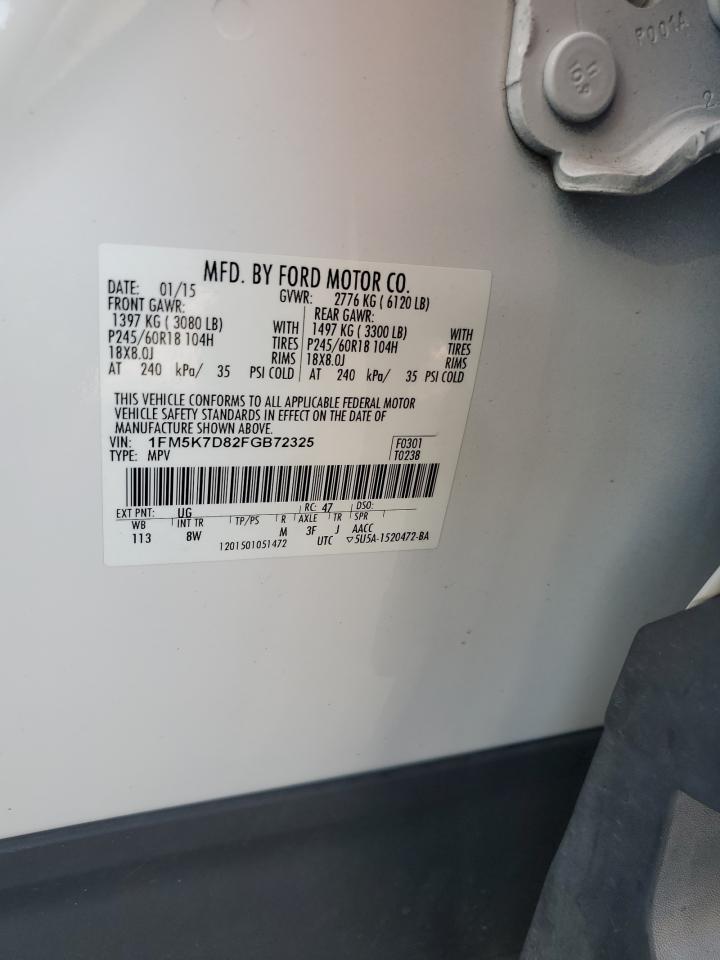 2015 Ford Explorer Xlt VIN: 1FM5K7D82FGB72325 Lot: 81652415