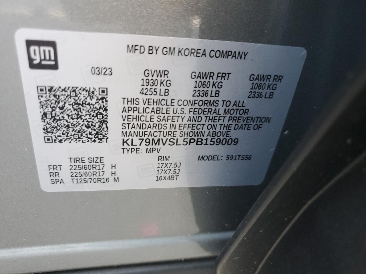 2023 Chevrolet Trailblazer Activ VIN: KL79MVSL5PB159009 Lot: 80559425