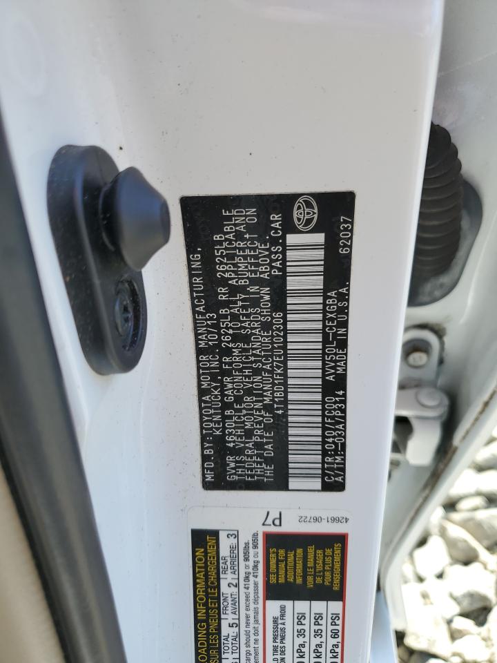 2014 Toyota Camry Hybrid VIN: 4T1BD1FK7EU102306 Lot: 71283715
