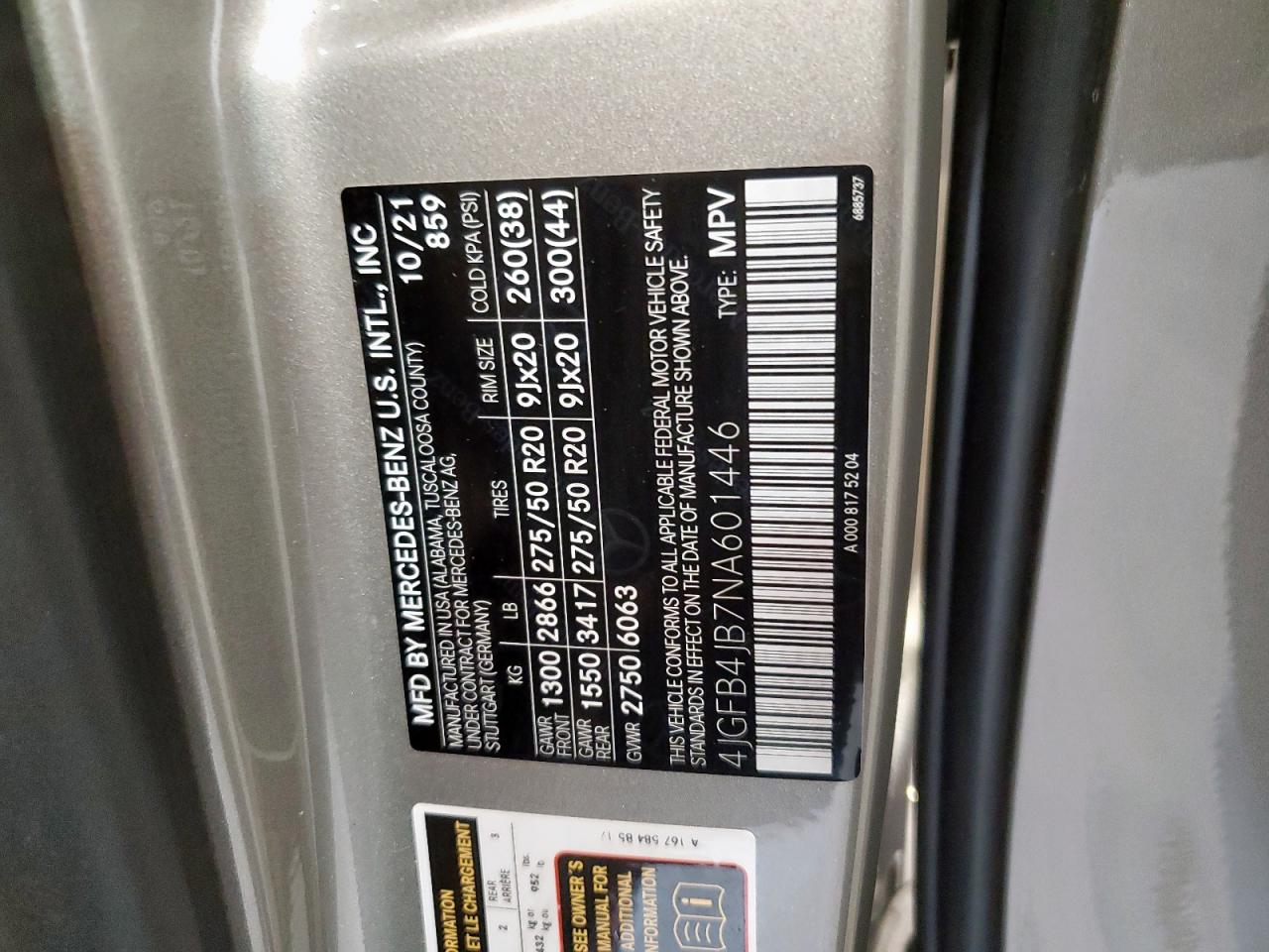 2022 Mercedes-Benz Gle 350 VIN: 4JGFB4JB7NA601446 Lot: 80794045