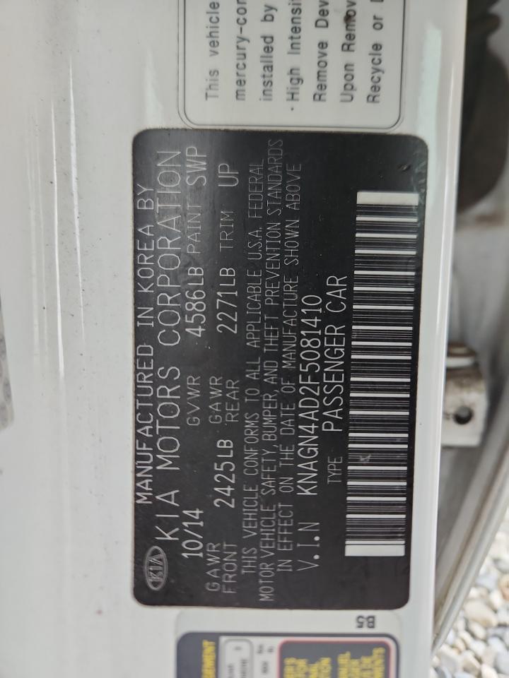 2015 Kia Optima Hybrid VIN: KNAGN4AD2F5081410 Lot: 80895315