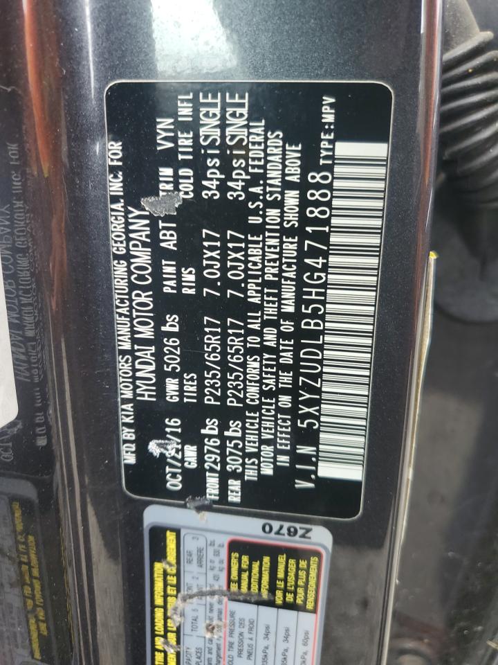 2017 Hyundai Santa Fe Sport VIN: 5XYZUDLB5HG471888 Lot: 83887085