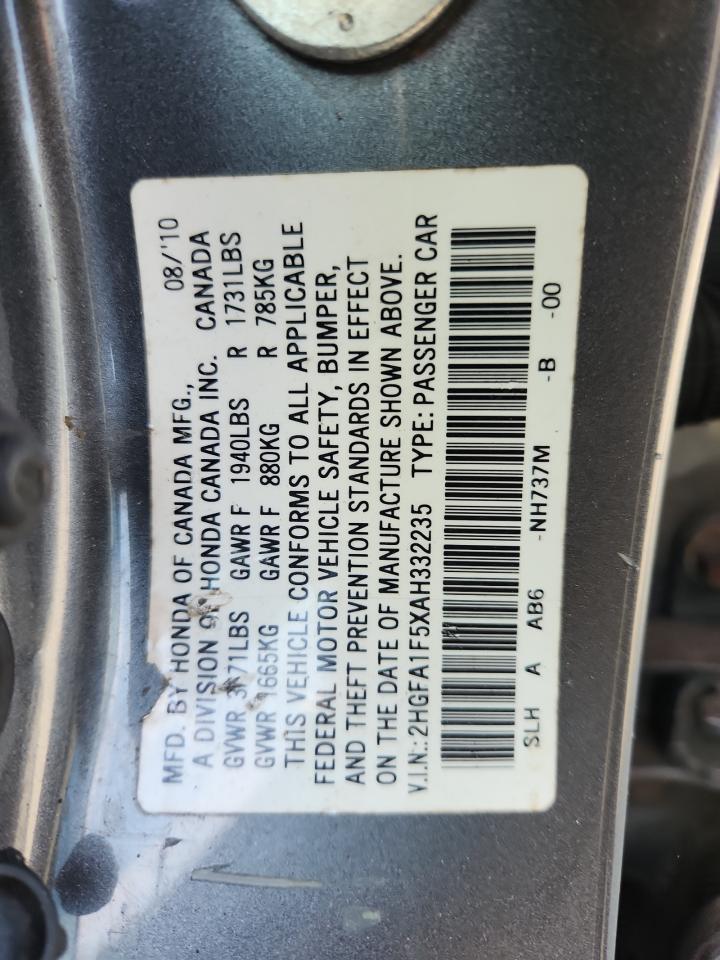 2010 Honda Civic Lx VIN: 2HGFA1F5XAH332235 Lot: 81248685