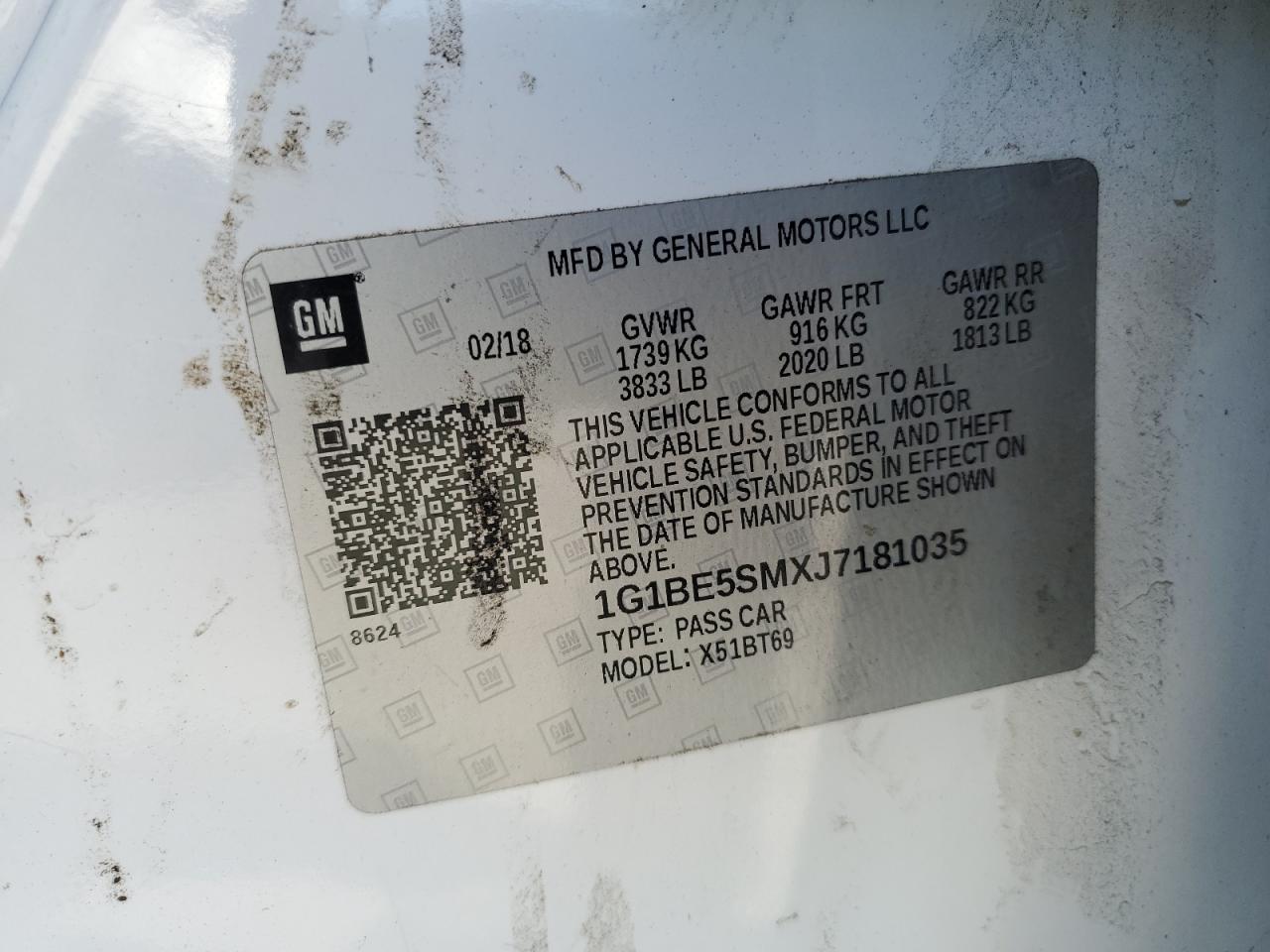 2018 Chevrolet Cruze Lt VIN: 1G1BE5SMXJ7181035 Lot: 70885385
