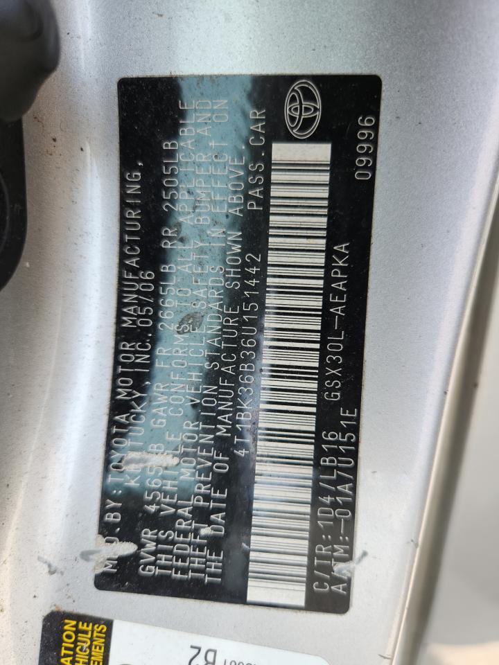 2006 Toyota Avalon Xl VIN: 4T1BK36B36U151442 Lot: 71711435