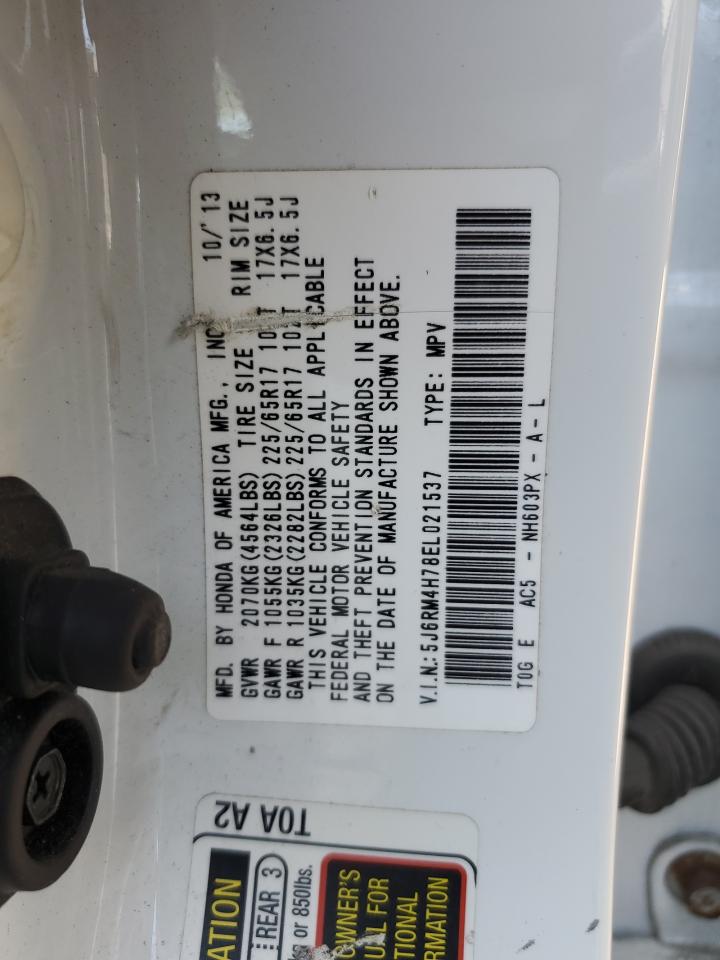 2014 Honda Cr-V Exl VIN: 5J6RM4H78EL021537 Lot: 80095985