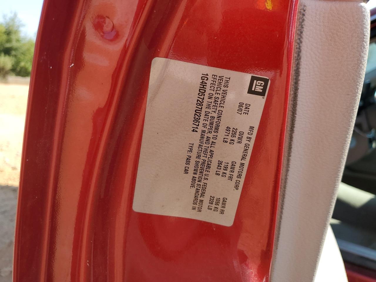 2007 Buick Lucerne Cxl VIN: 1G4HD57287U236714 Lot: 83818005