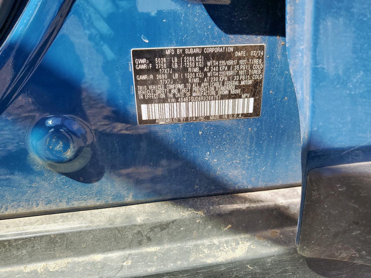 2024 Subaru Outback Wilderness VIN: 4S4BTGUD6R3268757 Lot: 81286905