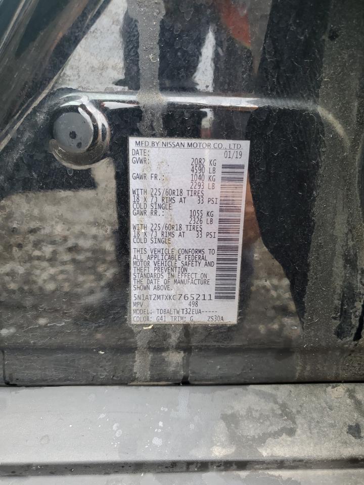 2019 Nissan Rogue S VIN: 5N1AT2MTXKC765211 Lot: 81684655