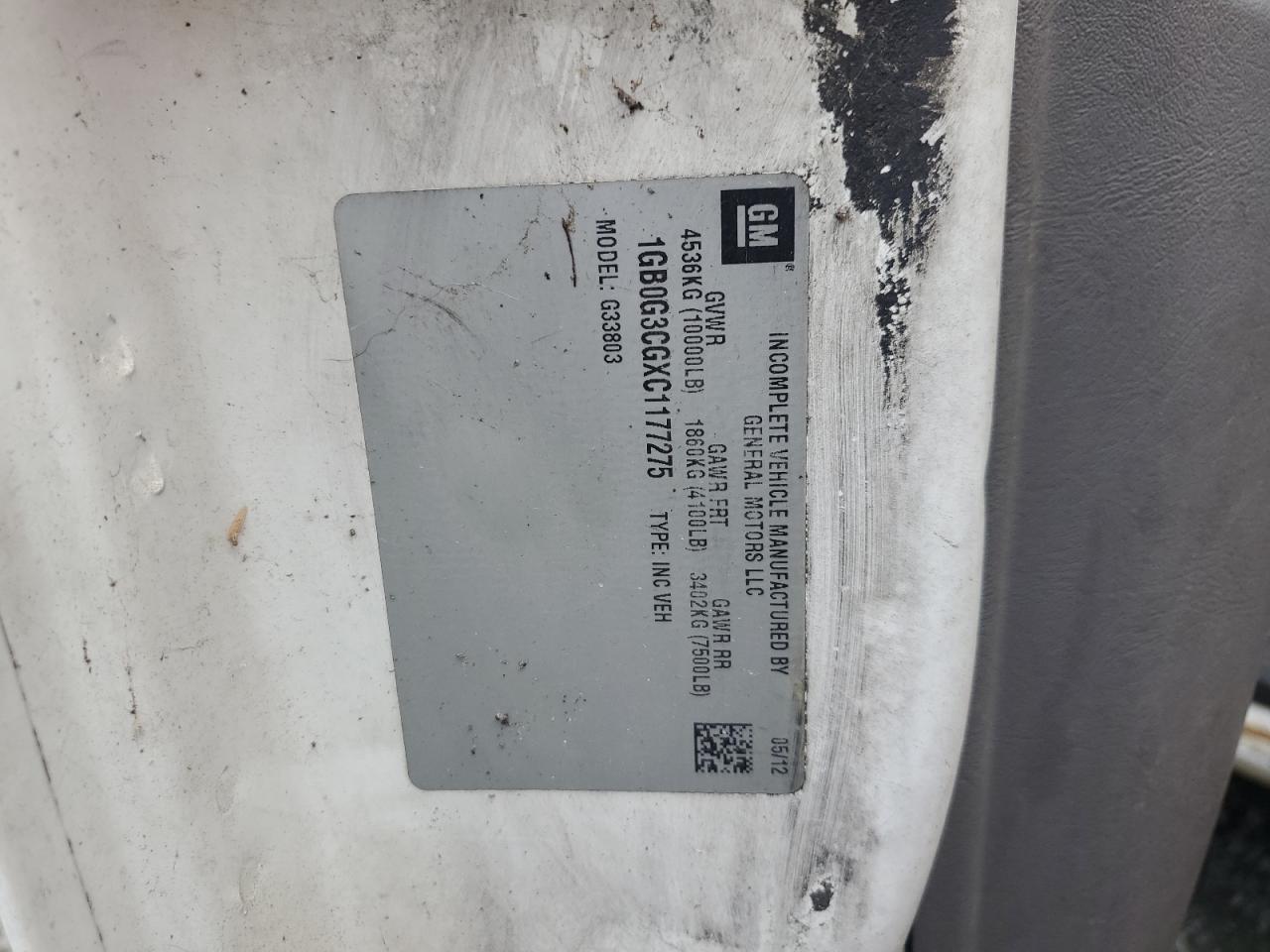 2012 Chevrolet Express G3500 VIN: 1GB0G3CGXC1177275 Lot: 80168155