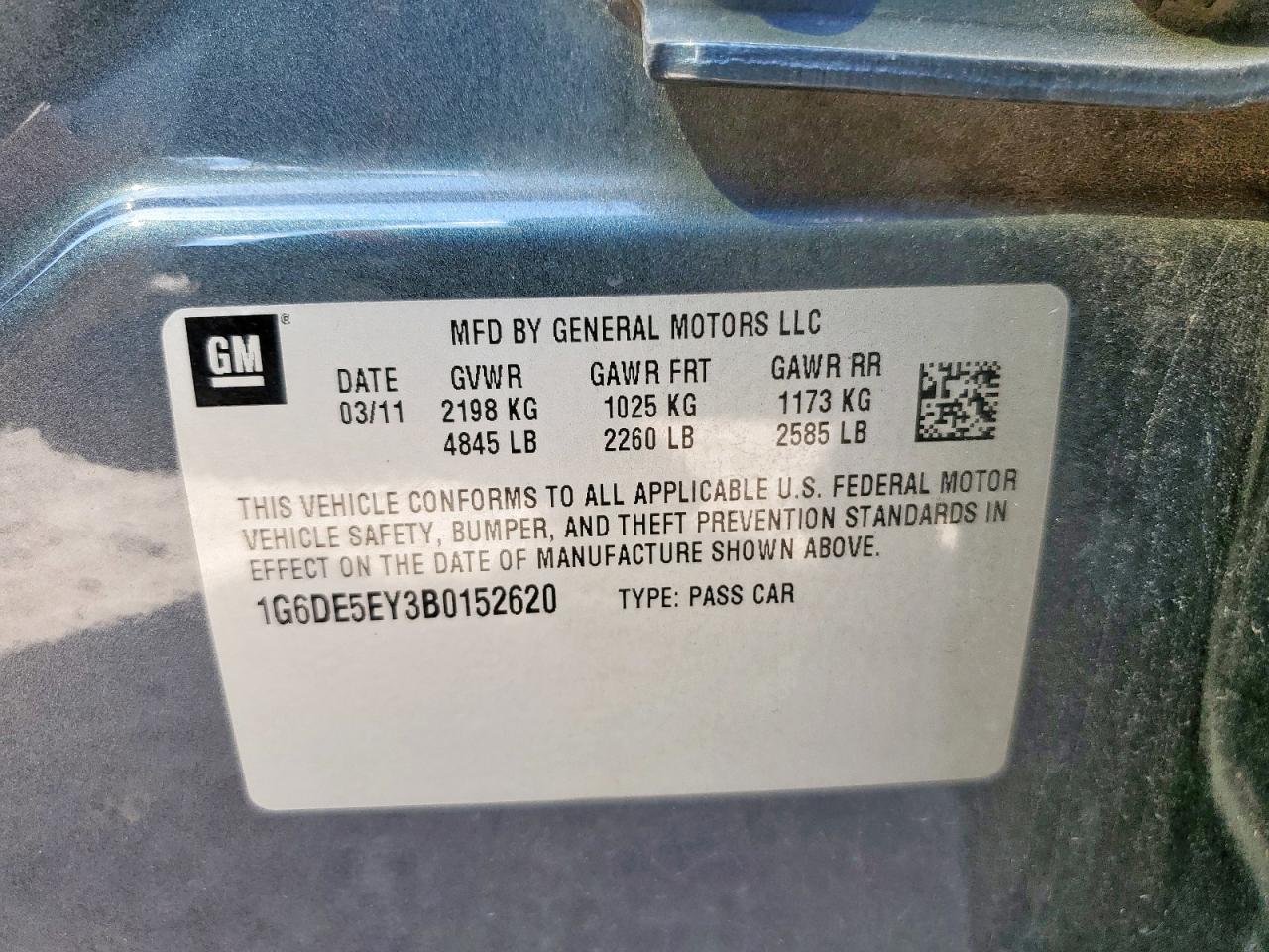 2011 Cadillac Cts Luxury Collection VIN: 1G6DE5EY3B0152620 Lot: 84230285