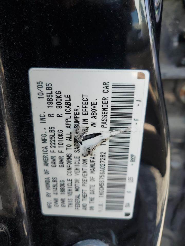 2006 Honda Accord Ex VIN: 1HGCM56756A027282 Lot: 80024845