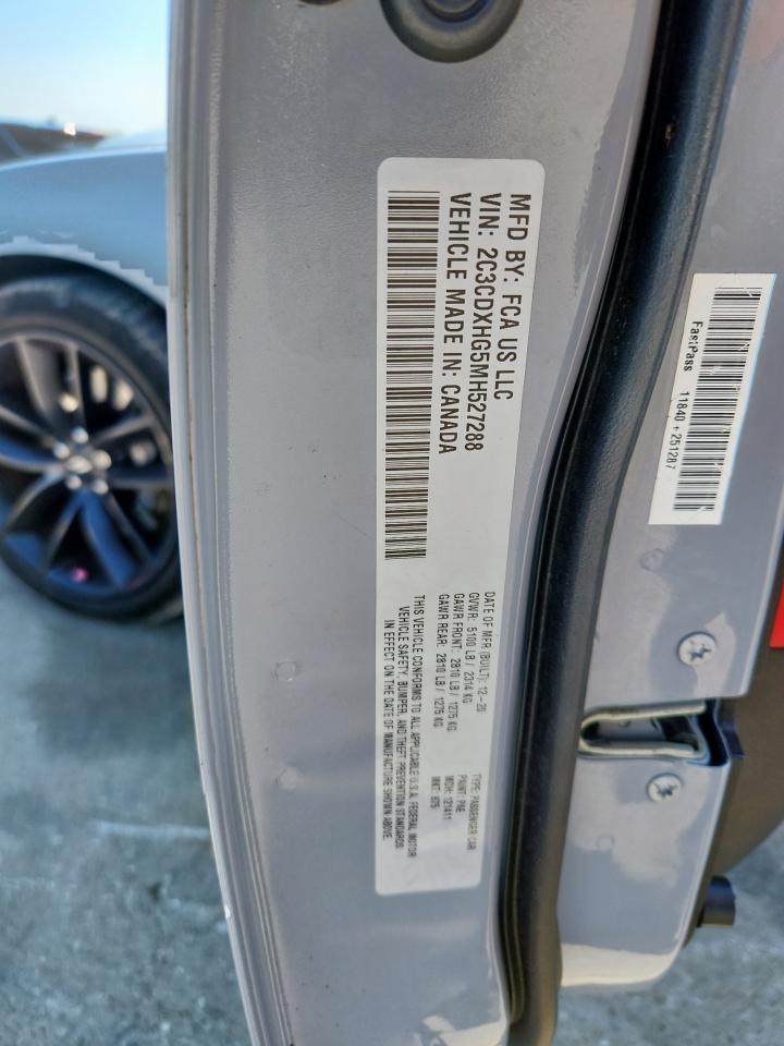 2021 Dodge Charger Gt VIN: 2C3CDXHG5MH527288 Lot: 80014555