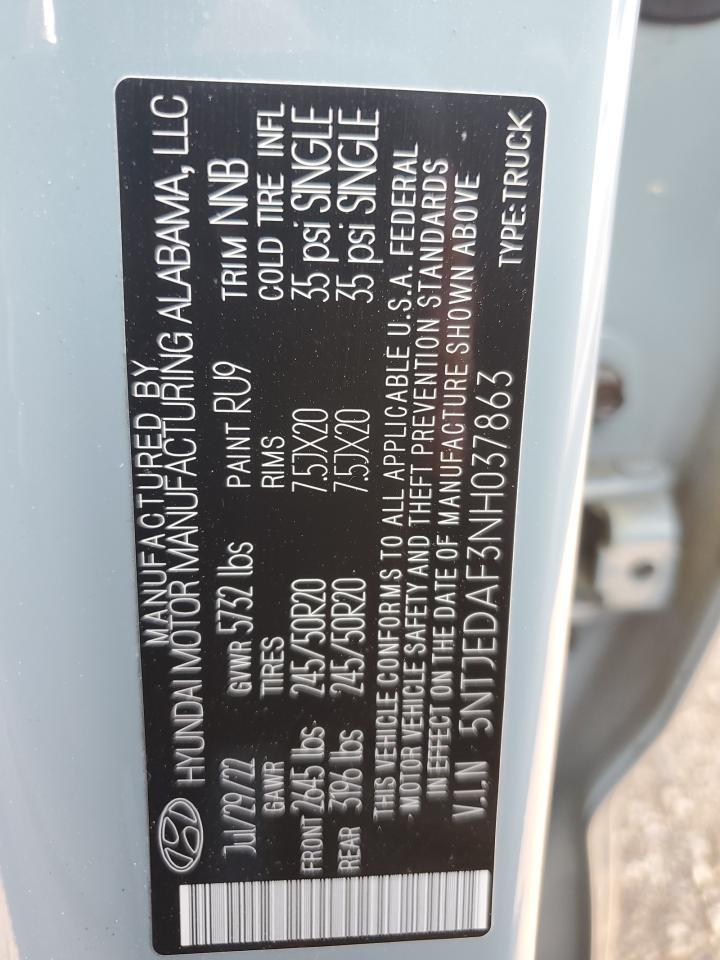 2022 Hyundai Santa Cruz Limited VIN: 5NTJEDAF3NH037863 Lot: 70560035