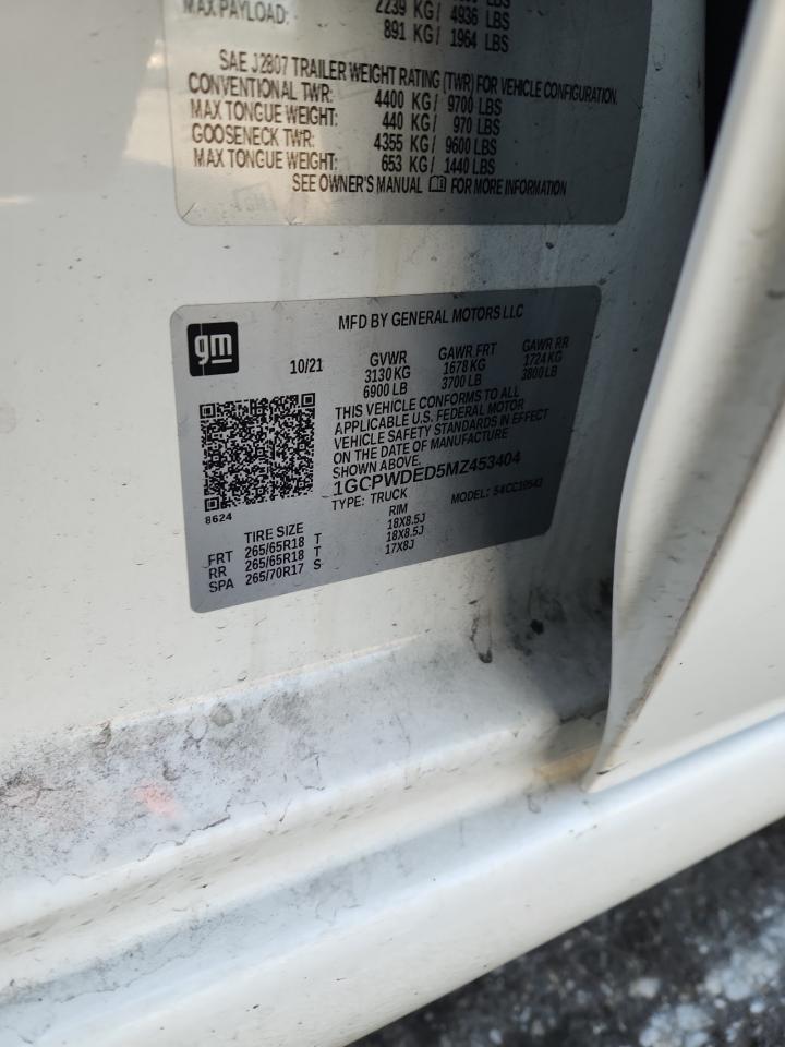 2021 Chevrolet Silverado C1500 Rst VIN: 1GCPWDED5MZ453404 Lot: 72098825