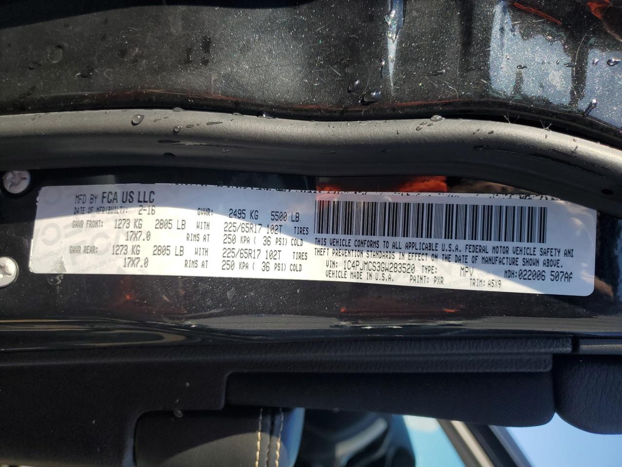 2016 Jeep Cherokee Latitude VIN: 1C4PJMCS3GW283520 Lot: 71979615