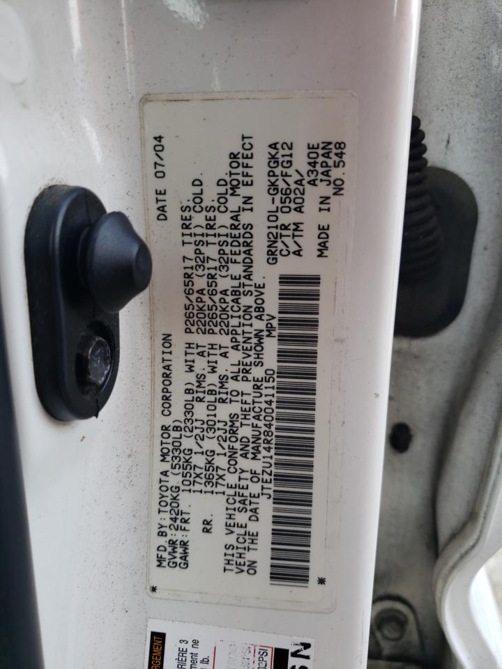 2004 Toyota 4Runner Sr5 VIN: JTEZU14R840041150 Lot: 82039515