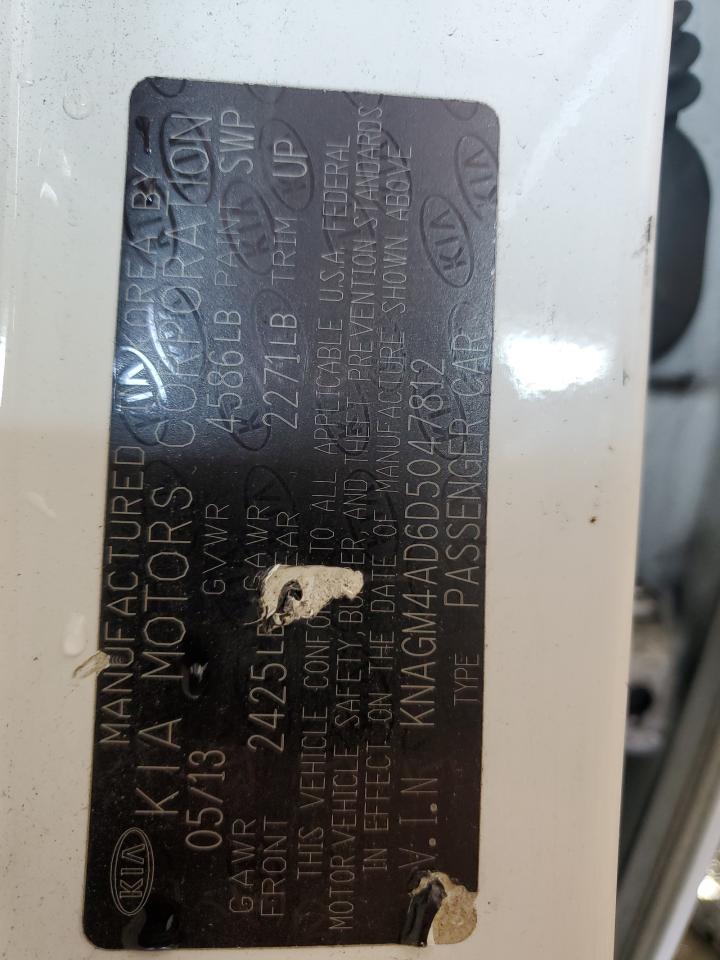 2013 Kia Optima Hybrid VIN: KNAGM4AD6D5047812 Lot: 81481815