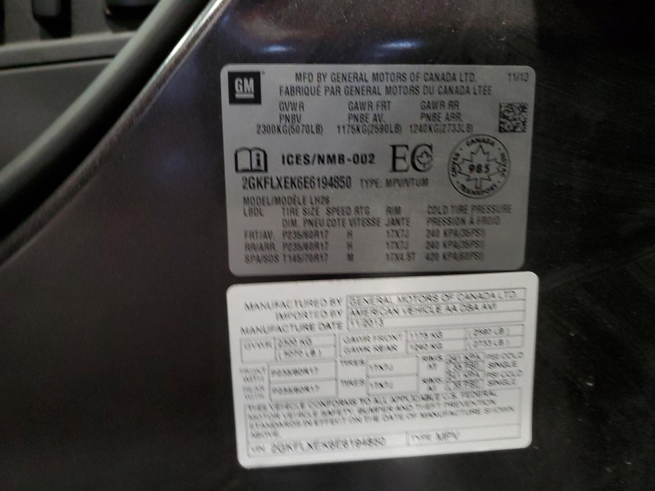 2014 GMC Terrain Slt VIN: 2GKFLXEK6E6194850 Lot: 81463815