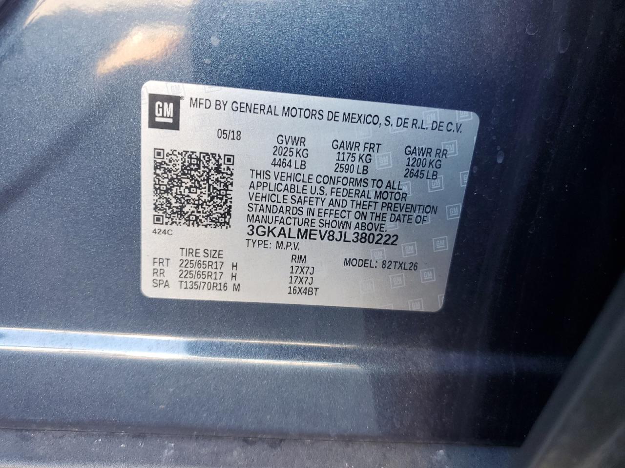 2018 GMC Terrain Sle VIN: 3GKALMEV8JL380222 Lot: 81847985