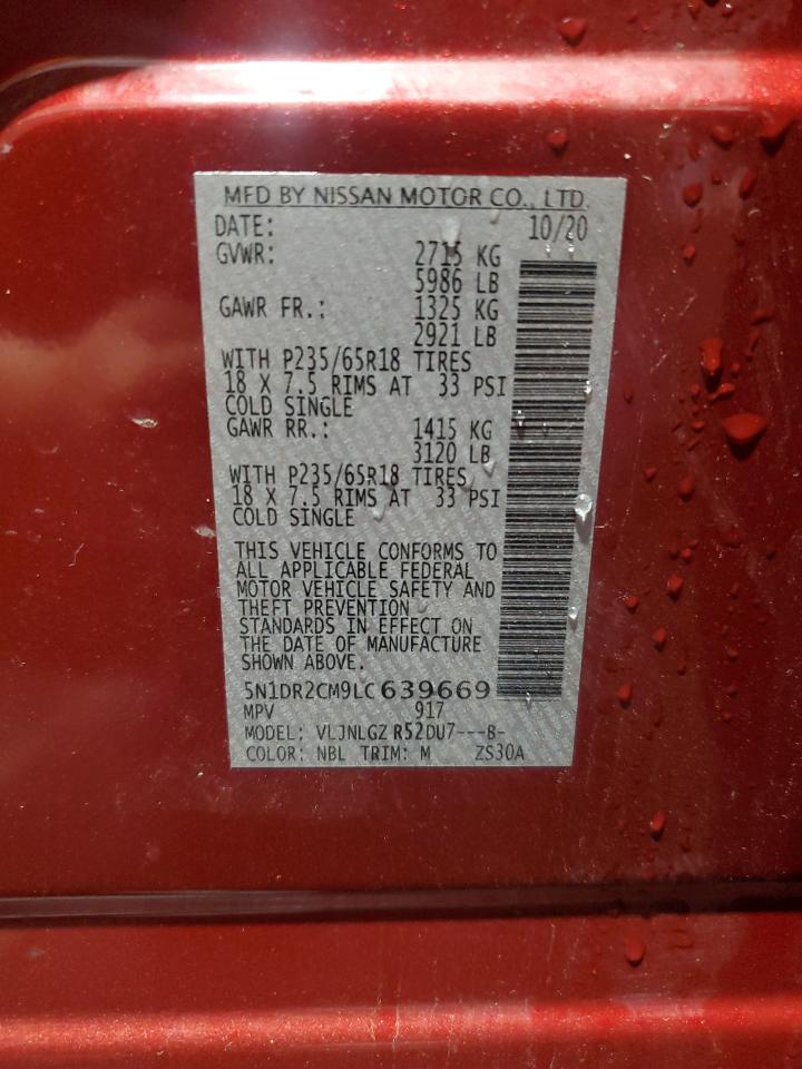 2020 Nissan Pathfinder Sl VIN: 5N1DR2CM9LC639669 Lot: 71467215
