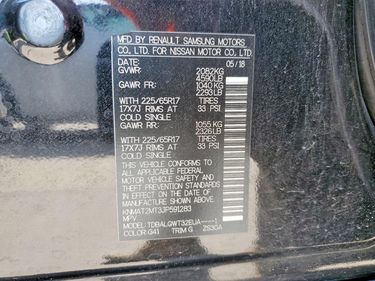 2018 Nissan Rogue S VIN: KNMAT2MT3JP591283 Lot: 84547825