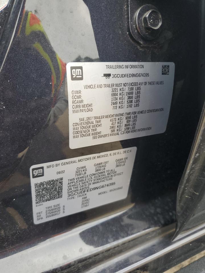 2022 Chevrolet Silverado K1500 Lt Trail Boss VIN: 3GCUDFED9NG674395 Lot: 70555965