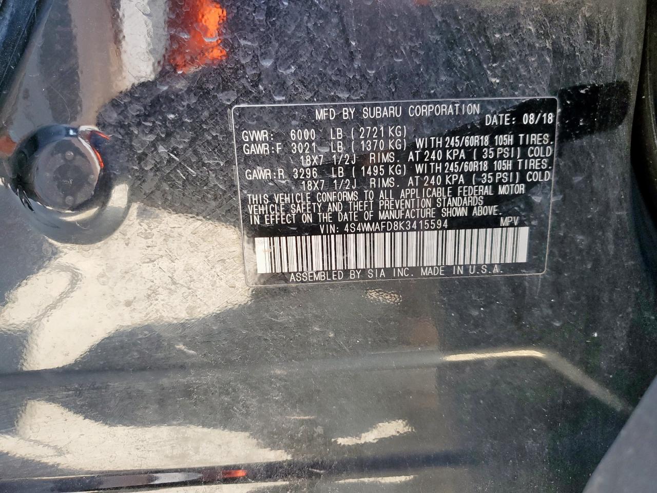 2009 Subaru Ascent Premium VIN: 4S4WMAFD8K3415594 Lot: 72079105