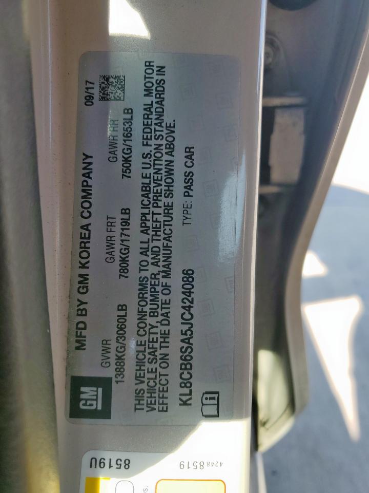 2018 Chevrolet Spark Ls VIN: KL8CB6SA5JC424086 Lot: 80206555