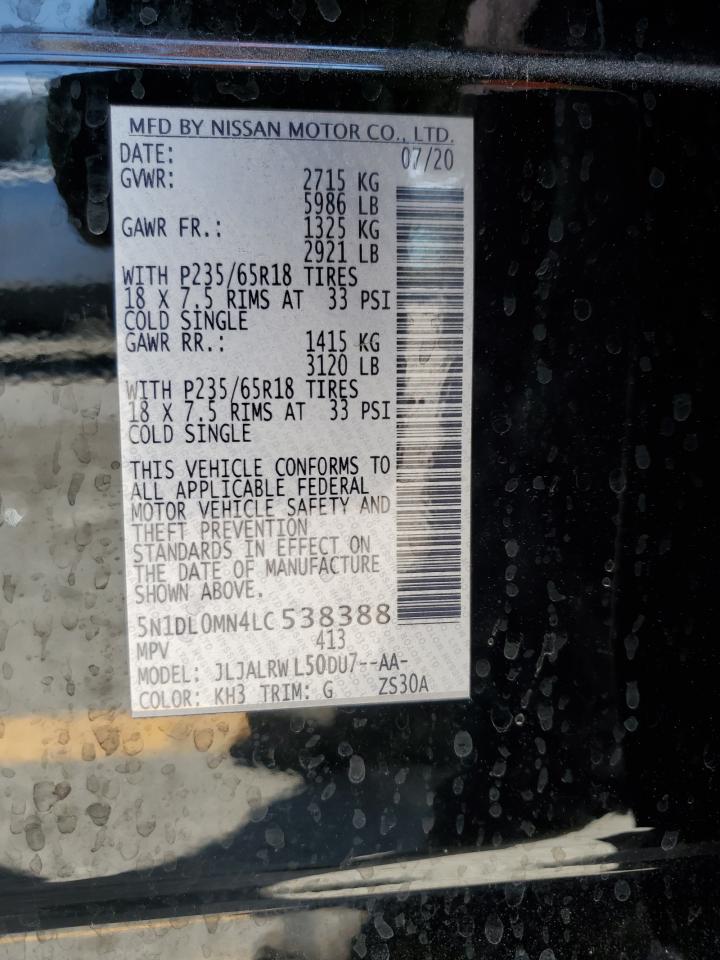 2020 Infiniti Qx60 Luxe VIN: 5N1DL0MN4LC538388 Lot: 71868135