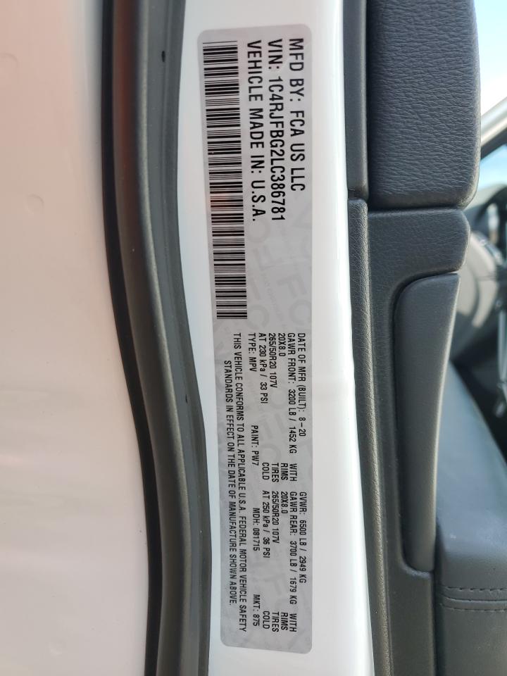 2020 Jeep Grand Cherokee Limited VIN: 1C4RJFBG2LC386781 Lot: 83808845