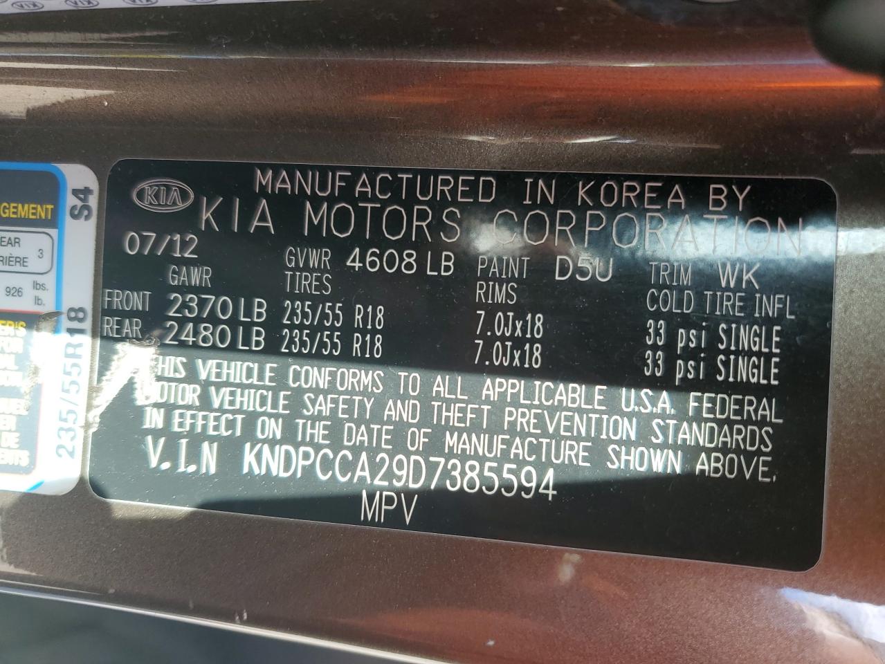 2013 Kia Sportage Ex VIN: KNDPCCA29D7385594 Lot: 80934085