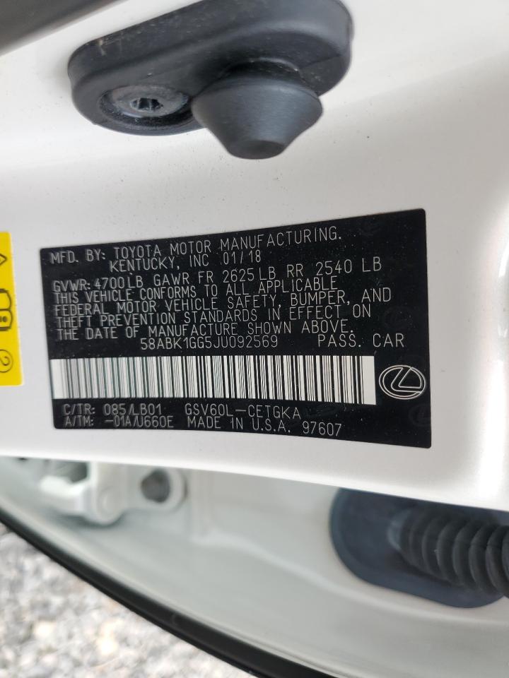 2018 Lexus Es 350 VIN: 58ABK1GG5JU092569 Lot: 81604745