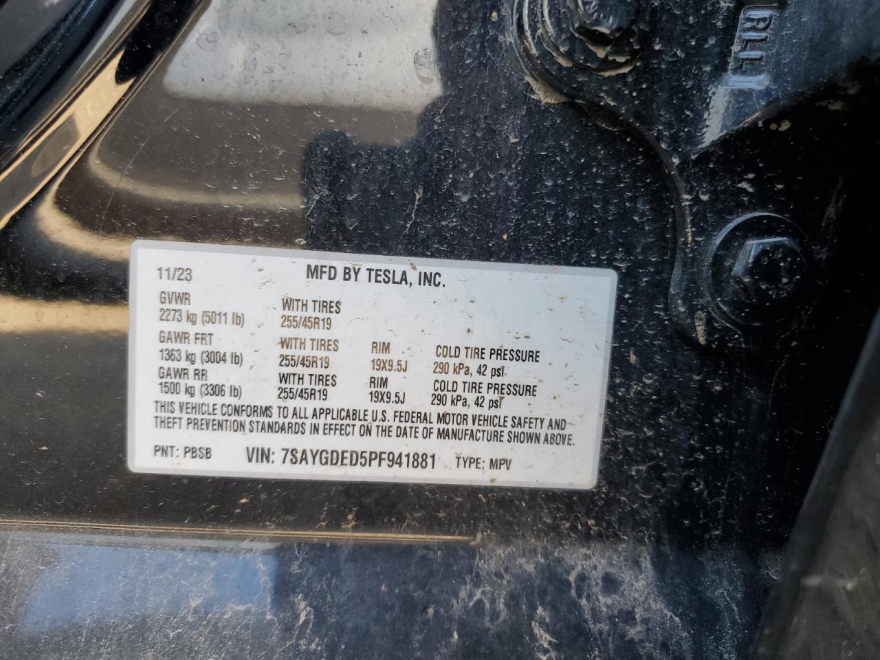 2023 Tesla Model Y VIN: 7SAYGDED5PF941881 Lot: 80494285