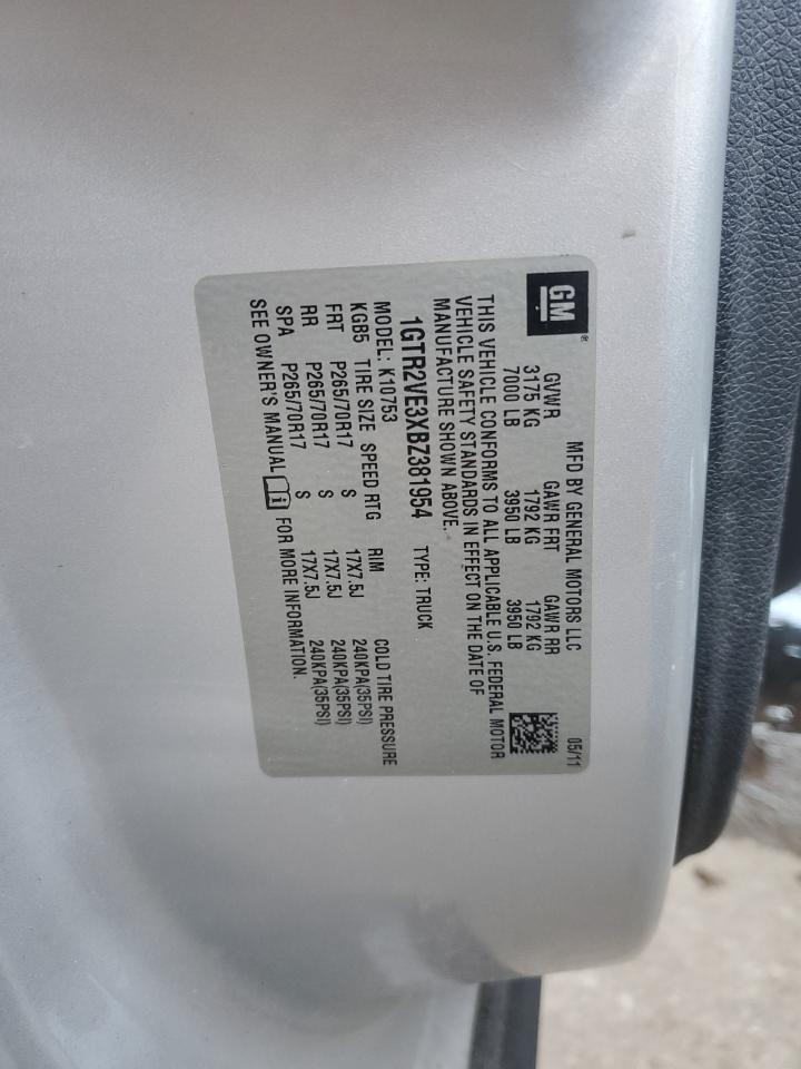 2011 GMC Sierra K1500 Sle VIN: 1GTR2VE3XBZ381954 Lot: 80009395