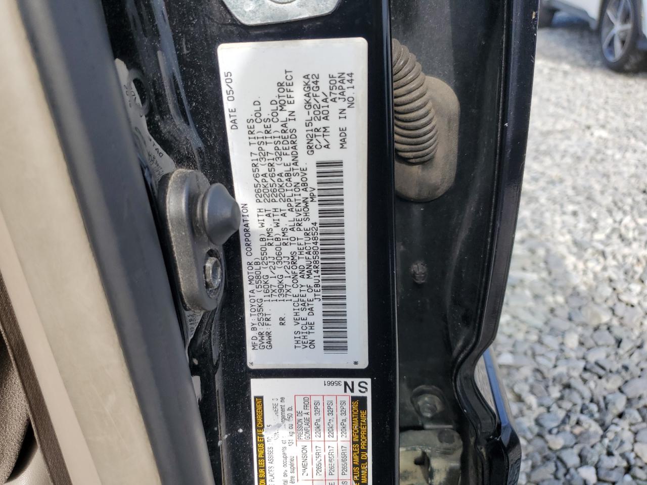 2005 Toyota 4Runner Sr5 VIN: JTEBU14R858048524 Lot: 80744045