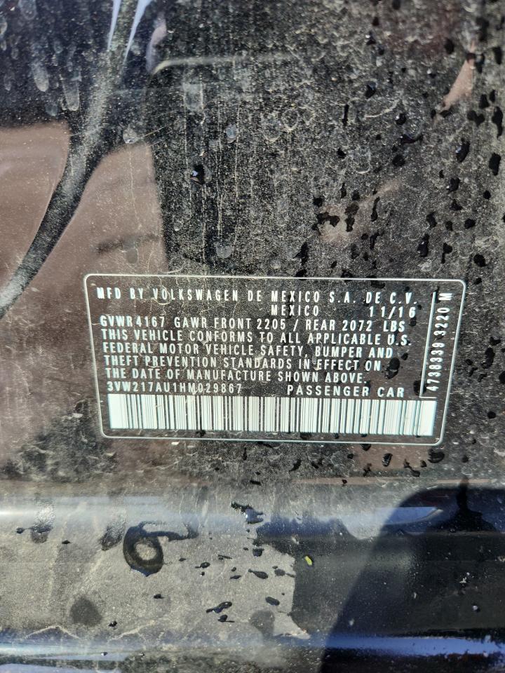 2017 Volkswagen Golf S VIN: 3VW217AU1HM029867 Lot: 83862335