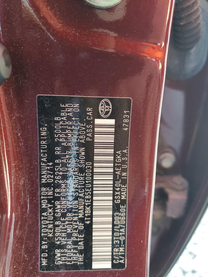 2014 Toyota Avalon Base VIN: 4T1BK1EB5EU100030 Lot: 72006935