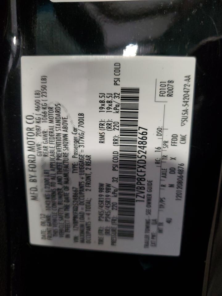 2013 Ford Mustang Gt VIN: 1ZVBP8CFXD5248667 Lot: 84782255