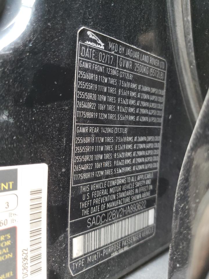 2017 Jaguar F-Pace Premium VIN: SADCJ2BV2HA893622 Lot: 71662525